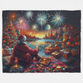 Pastel Tekening Kerstvakantie Kerstman Fleece Deken (Voorkant (Horizontaal))