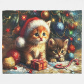 Pastel Tekening Kittens Kerstmis Fleece Deken (Voorkant (Horizontaal))