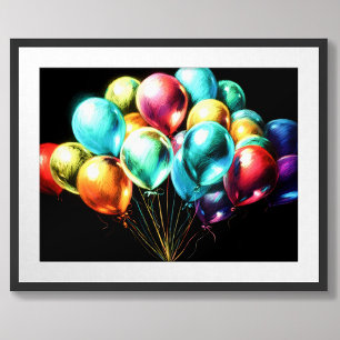 Pastel Tekening Kleurrijk Gelukkig Boeket van Ball Poster