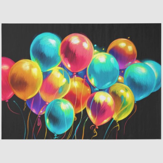 Pastel Tekening Kleurrijk Vrolijk Boeket van Ballo Tissuepapier (Voorkant)