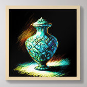 Pastel tekening Kleurrijke Glas Art Urn Poster