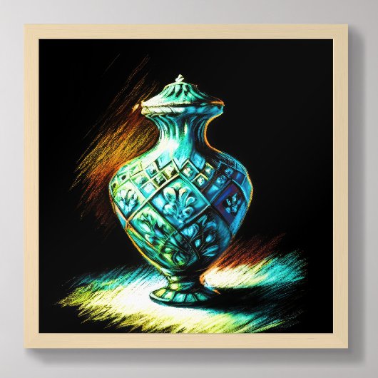 Pastel tekening Kleurrijke Glas Art Urn Poster