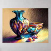 Pastel tekening Kleurrijke Glas Kunst Stukken Poster (Voorkant)