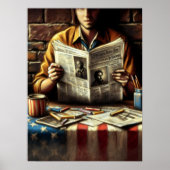 Pastel tekening krantenlezer poster (Voorkant)