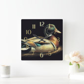 Pastel tekening Mallard Duck Decoy Vierkante Klok (Huis)