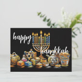 Pastel Tekening Menora Hanukka Kaarsen Kaart (Staand voorkant)