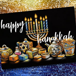 Pastel Tekening Menora Hanukka Kaarsen Kaart