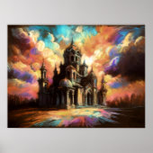 Pastel Tekening Oosterse Stijl Gebouw Fantasy Sky Poster (Voorkant)