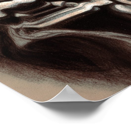 Pastel Tekening Oude Aziatische Steen Beeldhouwwer Poster (Hoek)