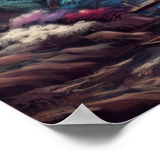 Pastel Tekening Oude Chinese Landschapsberg Poster (Hoek)