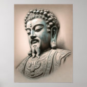 Pastel Tekening Oude Chinese Stenen Beeldhouwwerk Poster (Voorkant)