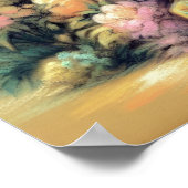 Pastel Tekening Oude Pagode Bloeiende Struik Poster (Hoek)