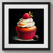 Pastel tekening Raspberry Cupcake Poster