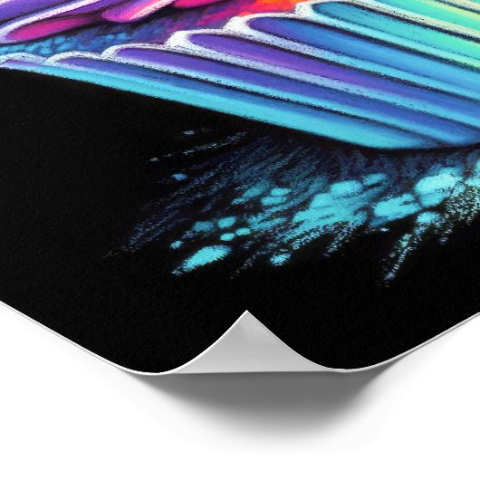 Pastel Tekening Regenboog Swirl Frosting Cupcake Poster (Hoek)