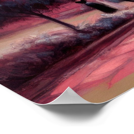 Pastel Tekening Roze Fantasie Herenhuis Dream Hous Poster (Hoek)