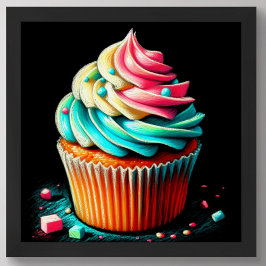 Pastel Tekening Tri Kleur Frosting Cupcake Poster