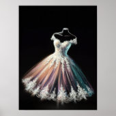 Pastel Tekening Trouwjurk op Jurk Vorm Poster (Voorkant)