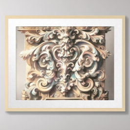 Pastel Tekening van Architectuur Steen Gesneden Poster