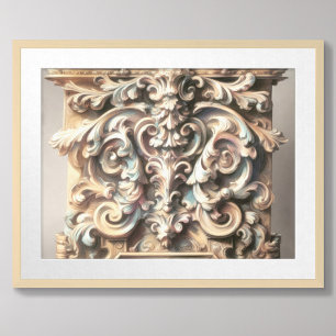 Pastel Tekening van Architectuur Steen Gesneden Poster