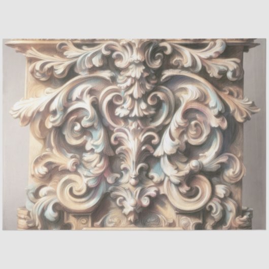 Pastel Tekening van Architectuur Steen Gesneden Tissuepapier (Voorkant)