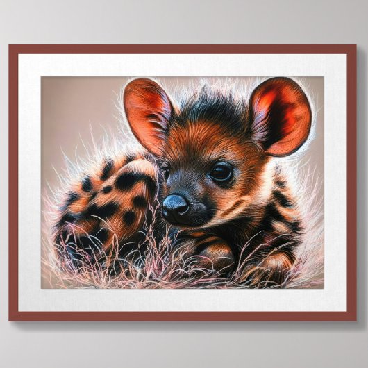 Pastel tekening van babyhyena poster