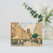 Pastel tekening van Danzig amber straat met shop d Feestdagenkaart (Staand voorkant)