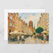 Pastel tekening van Danzig amber straat met shop d Feestdagenkaart (Voorkant / Achterkant)
