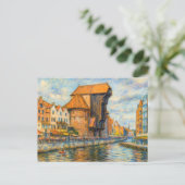 Pastel tekening van Danzig historische kraanpoort Feestdagenkaart (Staand voorkant)