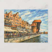 Pastel tekening van Danzig historische kraanpoort 