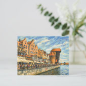 Pastel tekening van Danzig historische kraanpoort Feestdagenkaart (Staand voorkant)