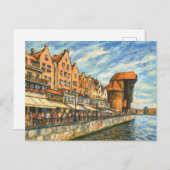 Pastel tekening van Danzig historische kraanpoort Feestdagenkaart (Voorkant / Achterkant)