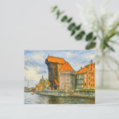 Pastel tekening van Danzig historische kraanpoort Feestdagenkaart (Staand voorkant)