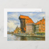 Pastel tekening van Danzig historische kraanpoort Feestdagenkaart (Voorkant / Achterkant)
