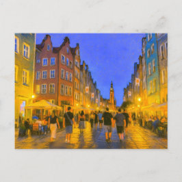 Pastel tekening van Danzig stadspoort uitzicht naa Feestdagenkaart