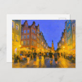 Pastel tekening van Danzig stadspoort uitzicht naa Feestdagenkaart (Voorkant / Achterkant)