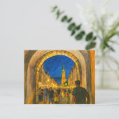 Pastel tekening van Danzig stadspoort uitzicht naa Feestdagenkaart (Staand voorkant)