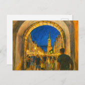 Pastel tekening van Danzig stadspoort uitzicht naa Feestdagenkaart (Voorkant / Achterkant)