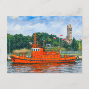 Pastel tekening van Danzig's Westerplatte oorlogsg Feestdagenkaart