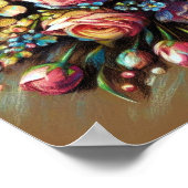 Pastel Tekening van een Bloemenboeket Poster (Hoek)