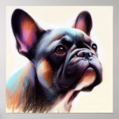 Pastel Tekening van een Franse Bulldog II Poster (Voorkant)