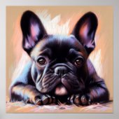 Pastel Tekening van een Franse Bulldog III Poster (Voorkant)