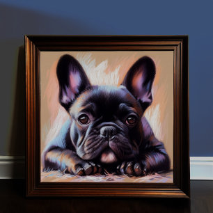 Pastel Tekening van een Franse Bulldog III Poster
