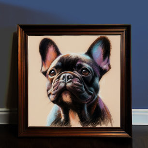 Pastel Tekening van een Franse Bulldog Poster