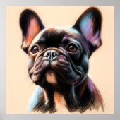 Pastel Tekening van een Franse Bulldog Poster (Voorkant)