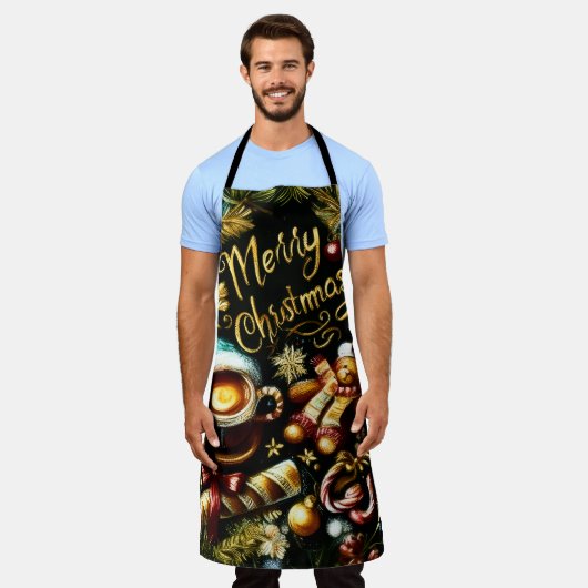 Pastel Tekening van een Kerst Whimsical Schort (Gedragen)