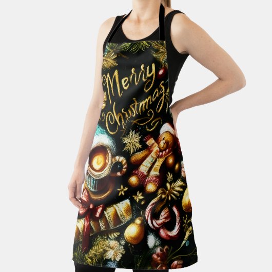 Pastel Tekening van een Kerst Whimsical Schort (Insitu)