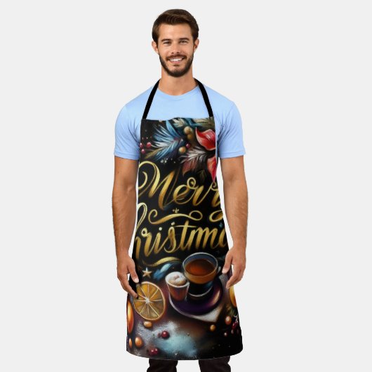 Pastel Tekening van een Kerst Whimsical Schort (Gedragen)