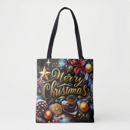 Pastel Tekening van een Kerst Whimsical Tote Bag (Voorkant)