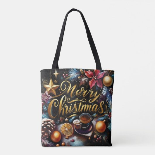 Pastel Tekening van een Kerst Whimsical Tote Bag (Achterkant)
