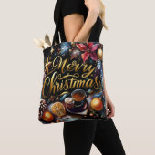 Pastel Tekening van een Kerst Whimsical Tote Bag (Dichtbij)